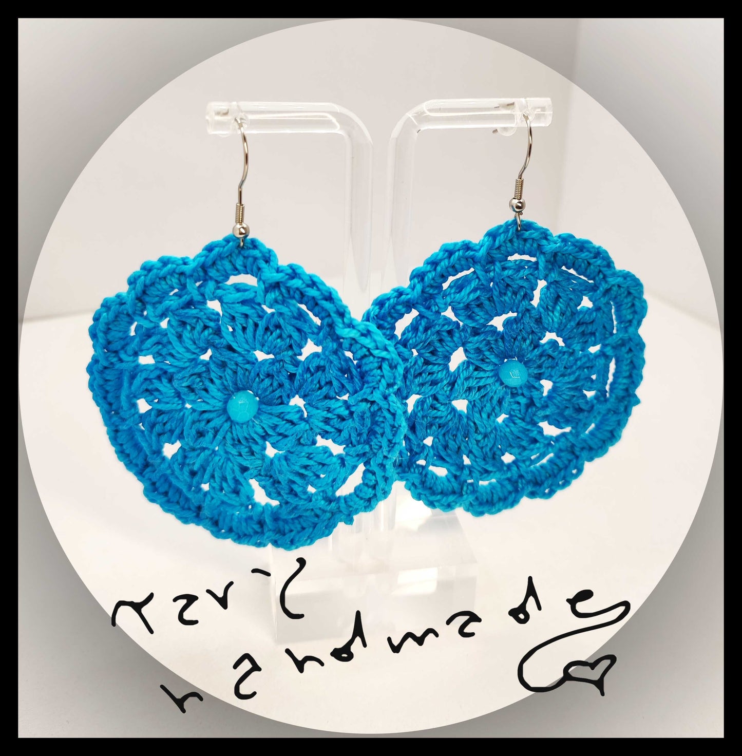 Orecchini Crochet Mandala Azzurri